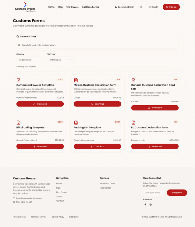 Digital Customs Forms