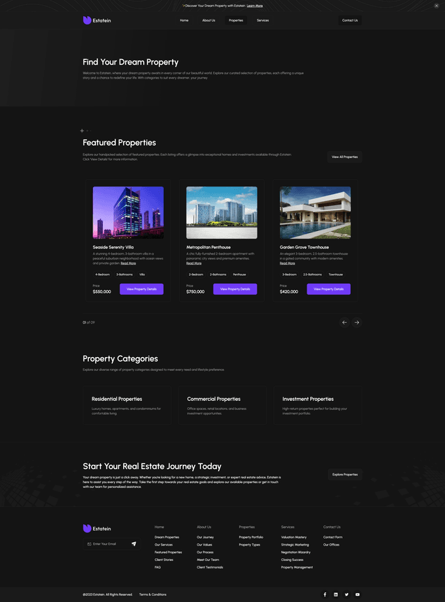 Property Listings Page