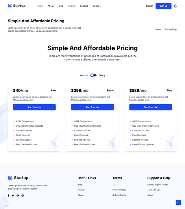 Pricing Page